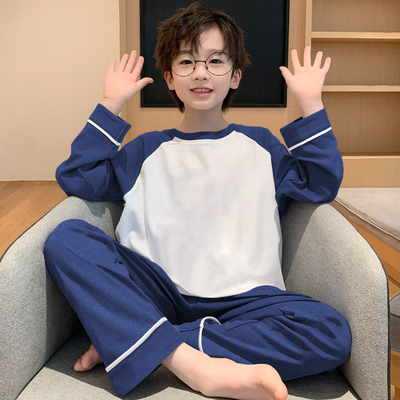 男童薄款长袖套装儿童纯棉睡衣