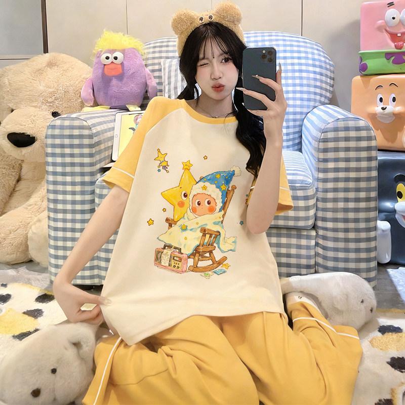 女士睡衣2026正流行星星人衣服高级感家居服纯棉短袖夏季女款套装
