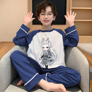敖光男童睡衣青少年卡通春秋季 中大童家居服儿童长袖 秋季 纯棉套装