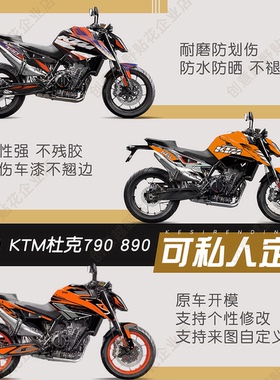 适用KTM杜克790DUKE890版画贴纸全车拉花贴花贴画定制18-21贴膜图