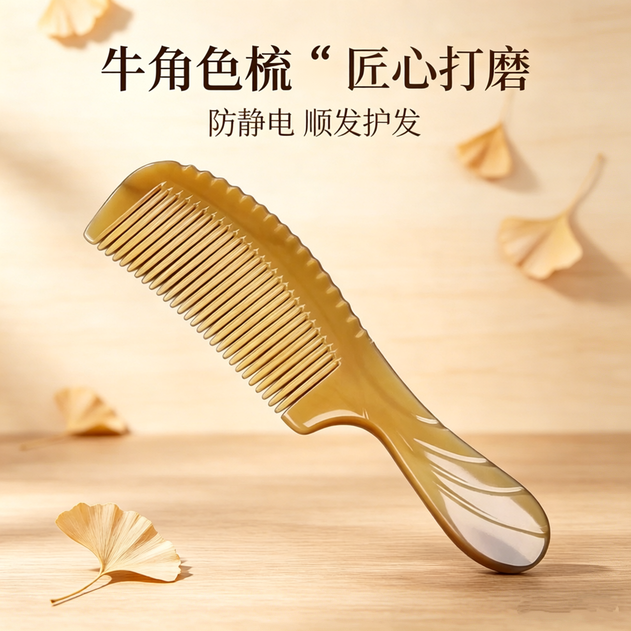 牛筋梳双面雕刻梳头梳子折不断熟胶美发梳月牙梳不伤发熟胶梳子