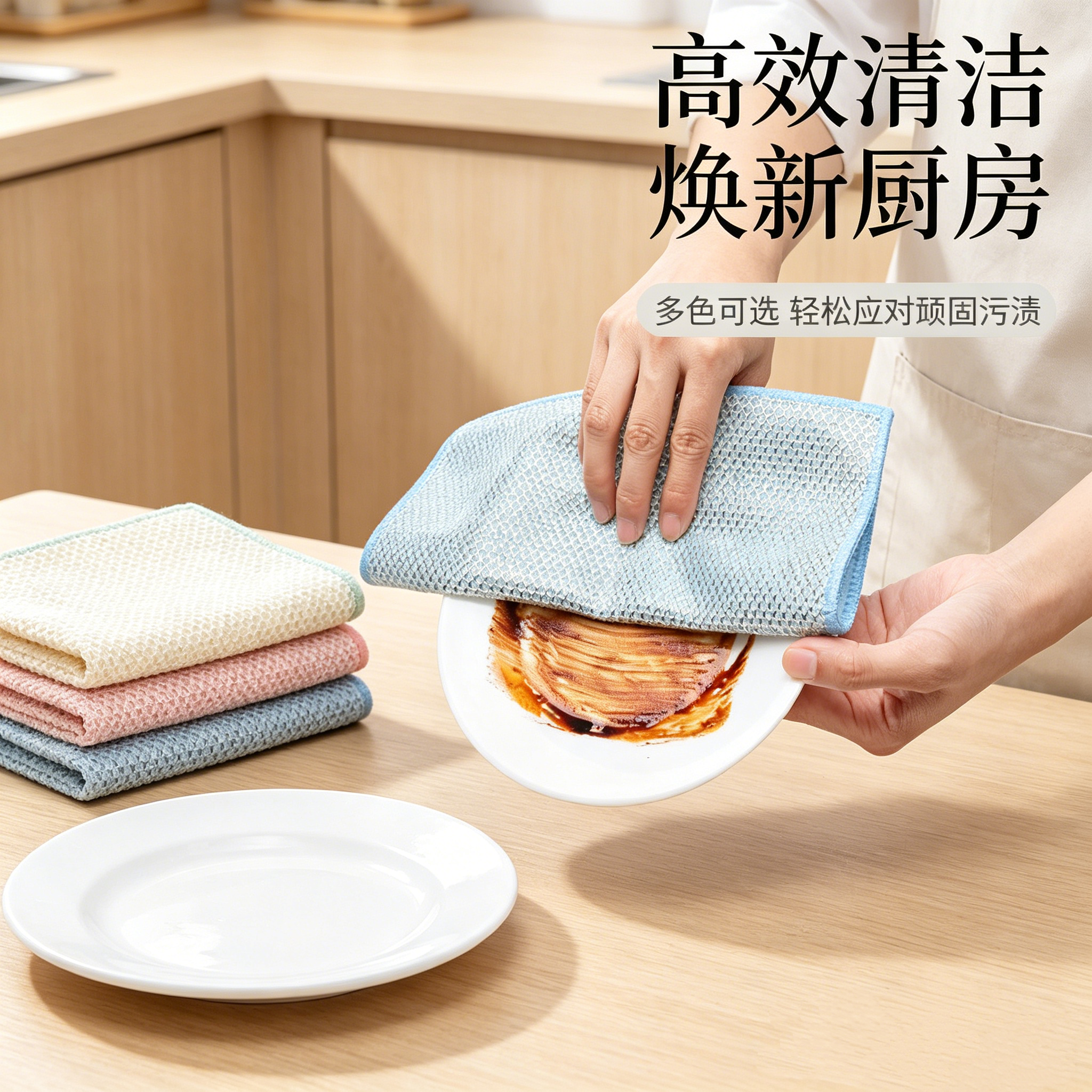 超细纤维银丝抹布双面去油去污钢丝抹布清洁洗碗巾厨房刷锅清洁布