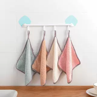 珊瑚绒擦手巾挂式纯棉超强吸水清洁布不掉毛擦桌子厨房专用洗碗布