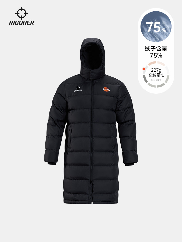 准者官方奥莱店 羽绒服中长款cuba运动防风大衣连帽保暖加厚外套