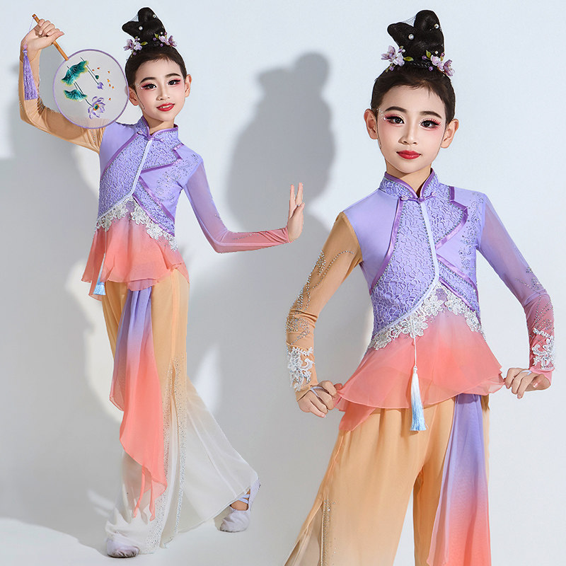 儿童秧歌服演出服2026新款澜水见月女童钱鼓舞艺考剧目飘逸古典舞