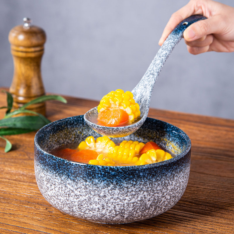 大汤勺家用陶瓷勺子长柄喝汤盛汤勺子创意日式大勺子汤匙粥勺饭勺