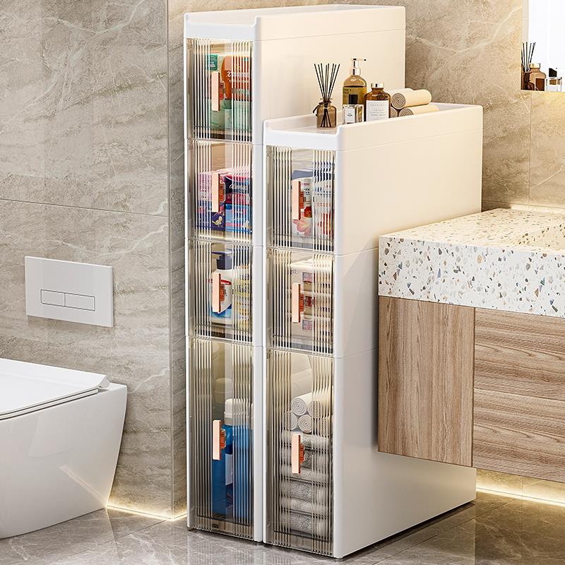 免安装夹缝收纳柜抽屉式家用厨房缝隙柜置物架浴室化妆室窄收纳柜