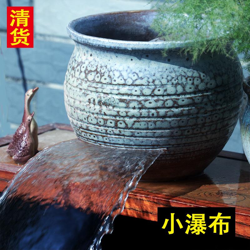 小号古法养鱼流水罐阳台切割流水缸陶瓷过滤循环增氧瀑布过滤鱼缸