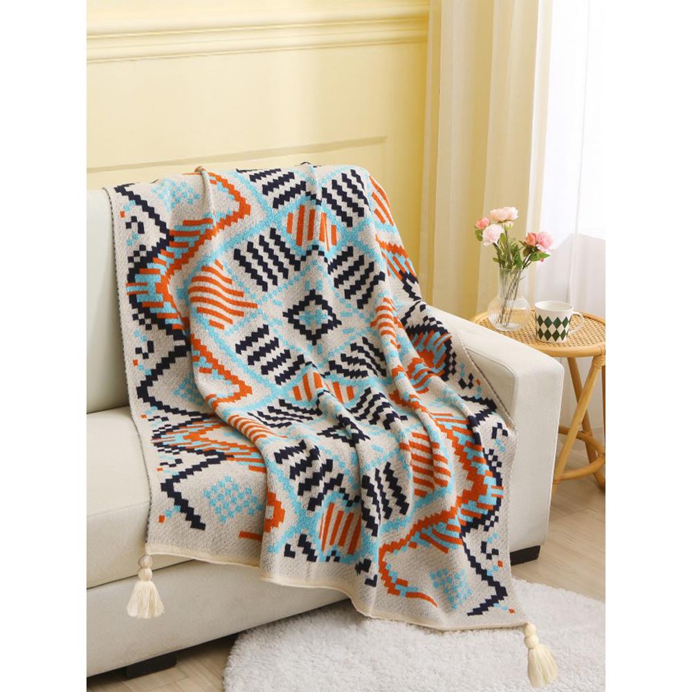 波西米亚北欧风针织毯办公室午睡毯沙发毯子单人披肩盖毯民宿毛毯