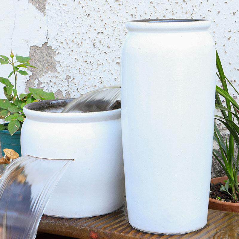 造景循环水养鱼陶罐全套鱼池陶瓷生态流水瀑布摆件古法鱼缸过滤器