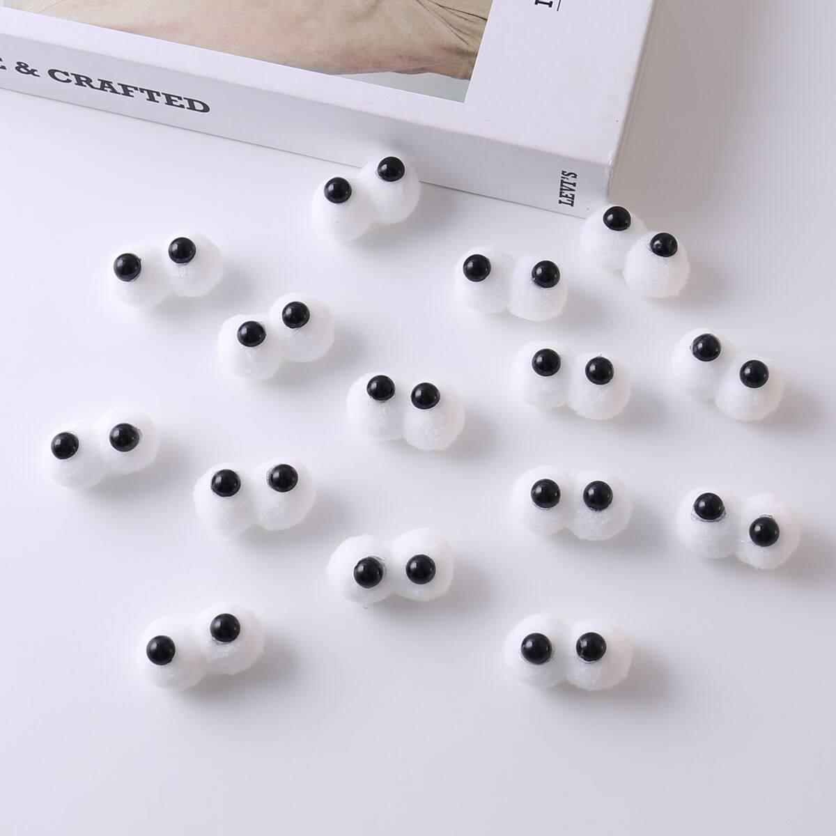 可爱卡通大眼睛毛球diy饰品发绳帽子鞋袜服装配件毛绒球玩偶眼睛