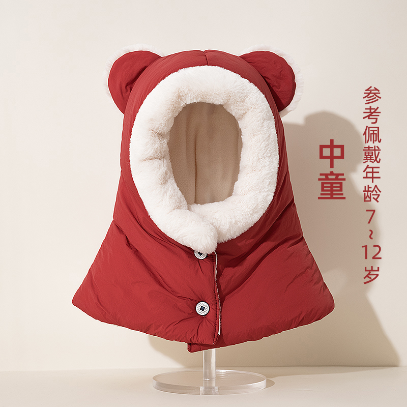 7~12岁中童加厚套头帽防风防水