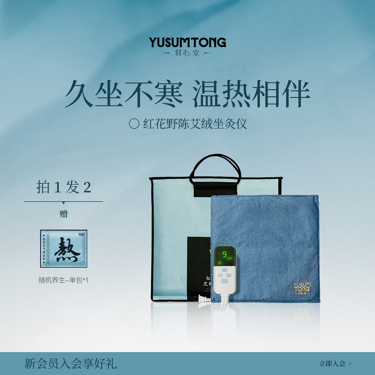 羽心堂艾绒艾灸坐垫三伏藏红花艾草电热垫热敷保暖家用护腰带坐灸