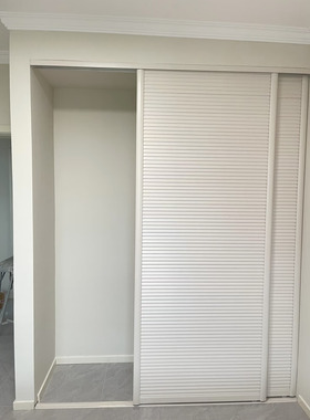 定制木塑海浪钛镁合金滑移门柜门定做砌墙衣柜门推拉门移门百叶门