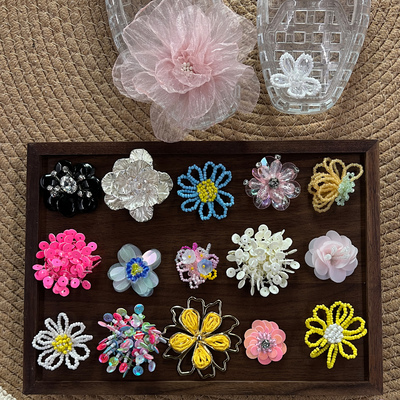 韩国新款鞋花果冻鞋配饰洞洞鞋水晶鞋装饰亮片珍珠花朵方头凉鞋扣