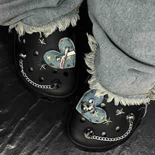 原创流星雨洞洞鞋鞋扣搭配牛仔裤鞋花银色蝴蝶结鞋装饰品配件星星