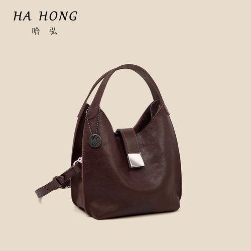哈弘新款植鞣头层牛皮单肩手提斜挎软皮包上班通勤百搭简约不撞款