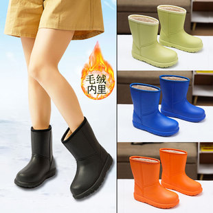 厨房工作洗衣可外穿雨鞋 防水防滑中筒棉鞋 新款 保暖雪地靴女士冬季