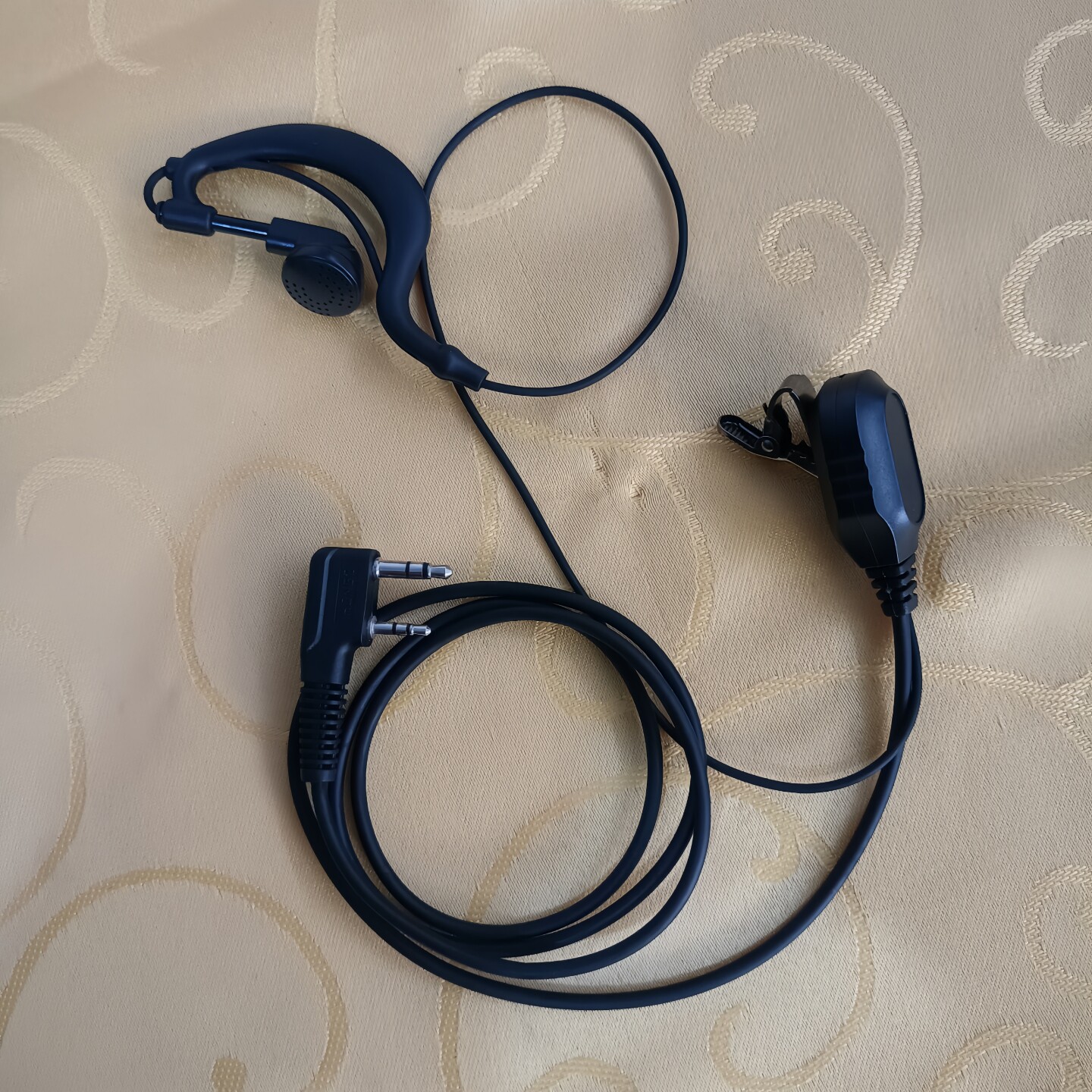 对讲机耳机国产K头 粗线软绪耳挂式 耳唛左右旋转高档耳机线5