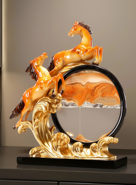 新年新中式马到成功流沙画摆件