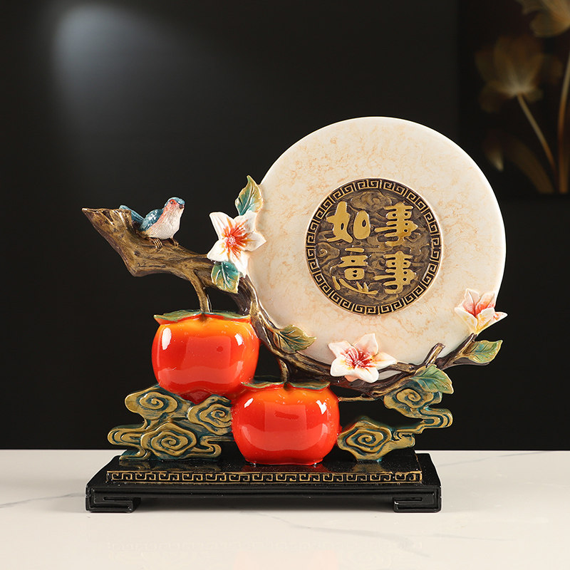 中式创意柿子柿柿如意客厅玄关酒柜电视柜装饰品摆件乔迁之喜礼物,家居饰品,桌面摆件,淘宝优惠券,粉丝福利购,淘宝优惠卷