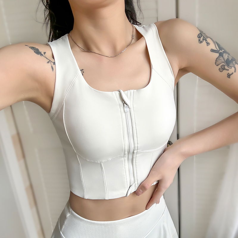 夏季前拉链高强度运动内衣女防震跑步速干瑜伽文胸健身背心防下垂