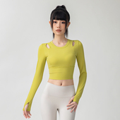 瑜伽服女春秋款 跑步普拉提训练健身服 带胸垫运动上衣紧身显瘦长袖