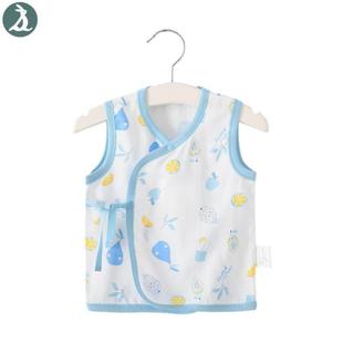 新生儿和尚服背心婴儿夏薄马甲宝宝竹纤维纱布清凉背心砍袖 上衣