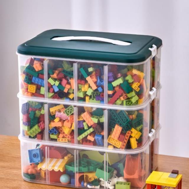 积木收纳盒小颗粒零件分类神器儿童透明玩具整理箱多格塑料盒带盖