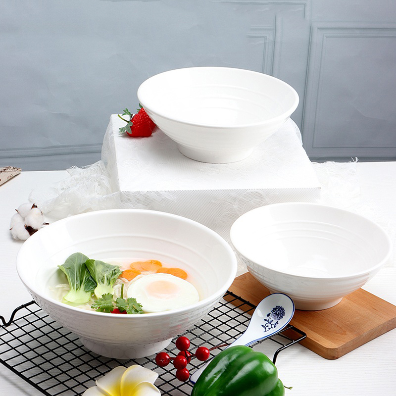 纯白色大号面碗商用斗笠高脚防烫