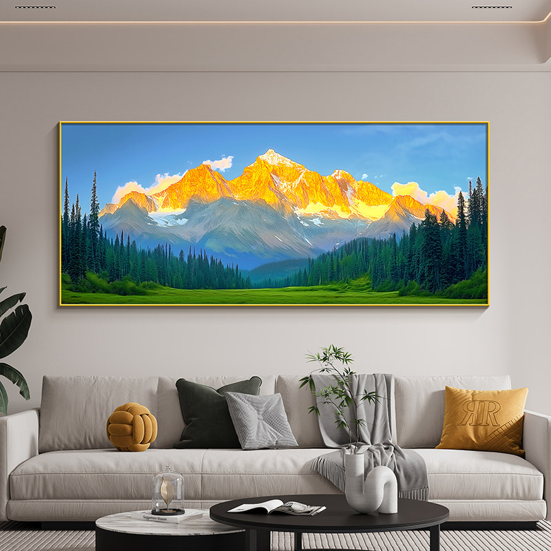 日照现代金山简约装饰画靠山背有风景画挂画卧室背景床头客厅沙发
