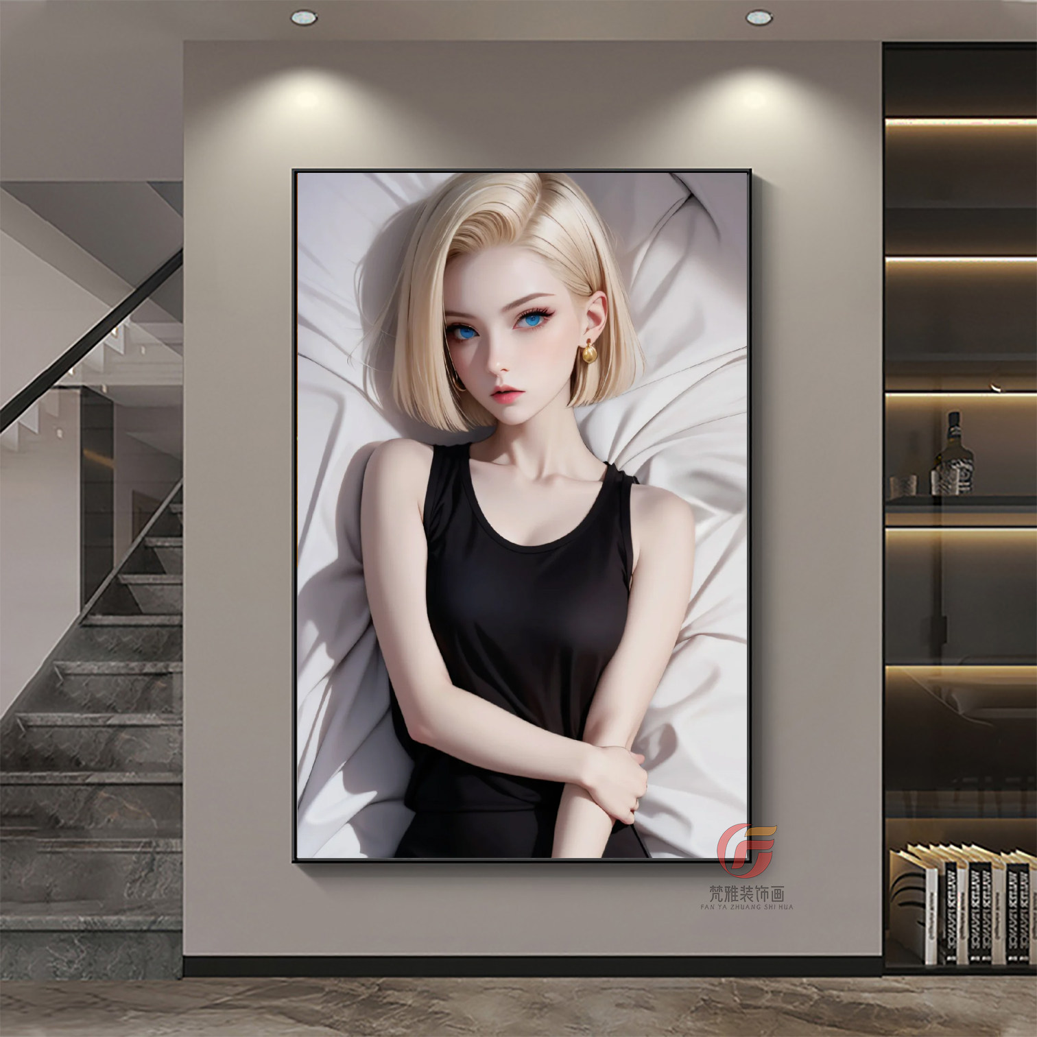 七龙珠悟空18号布尔玛装饰画电竞酒店美女男孩房间玄关挂画灯光画