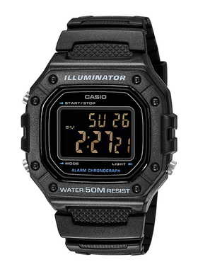 卡西欧手表男女复古小方块学生运动表电子手表W218/海外直邮