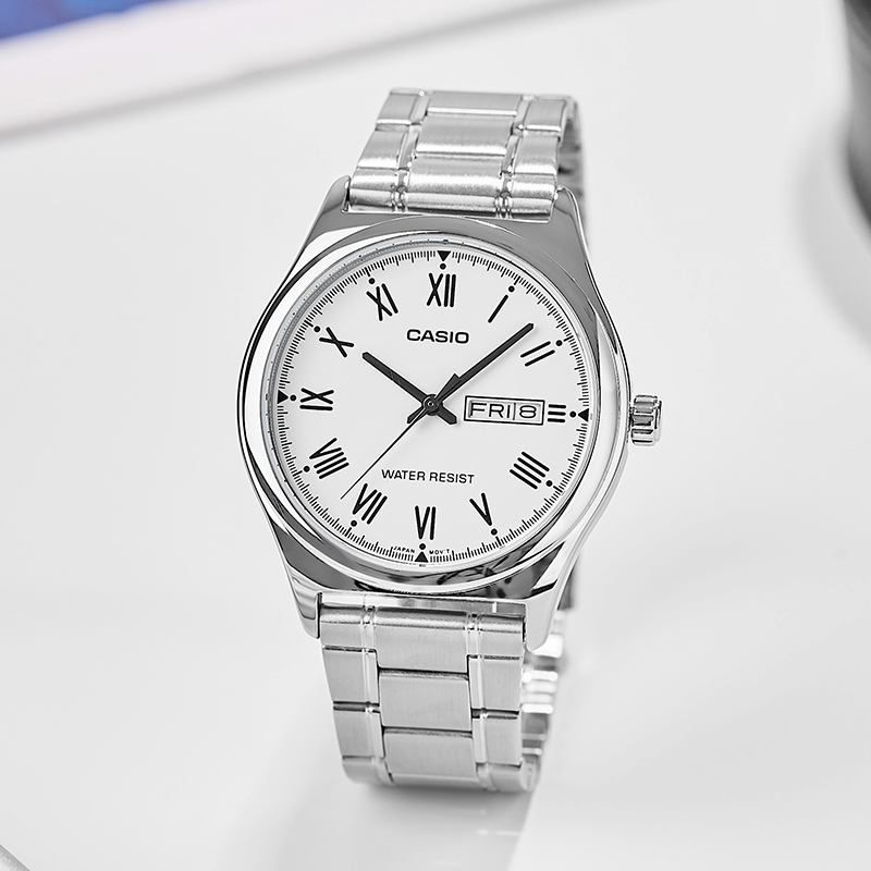 卡西欧手表男指针钢带石英商务男士手表MTP-V006海外直邮