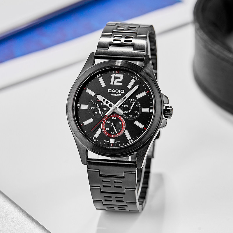 卡西欧手表男 casio钢带商务休闲石英手表 MTP-E350香港直邮