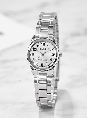 卡西欧手表女石英指针简约钢带学生防水手表LTP-V001D海外直邮