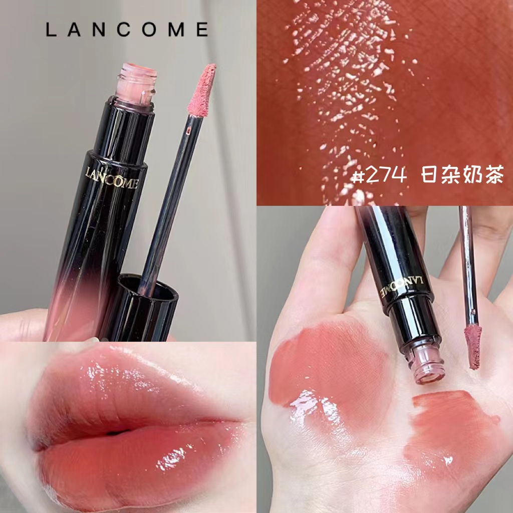 奶茶王者 Lancome/兰蔻菁纯黑管长管漆光唇釉274水光镜面日杂纯欲