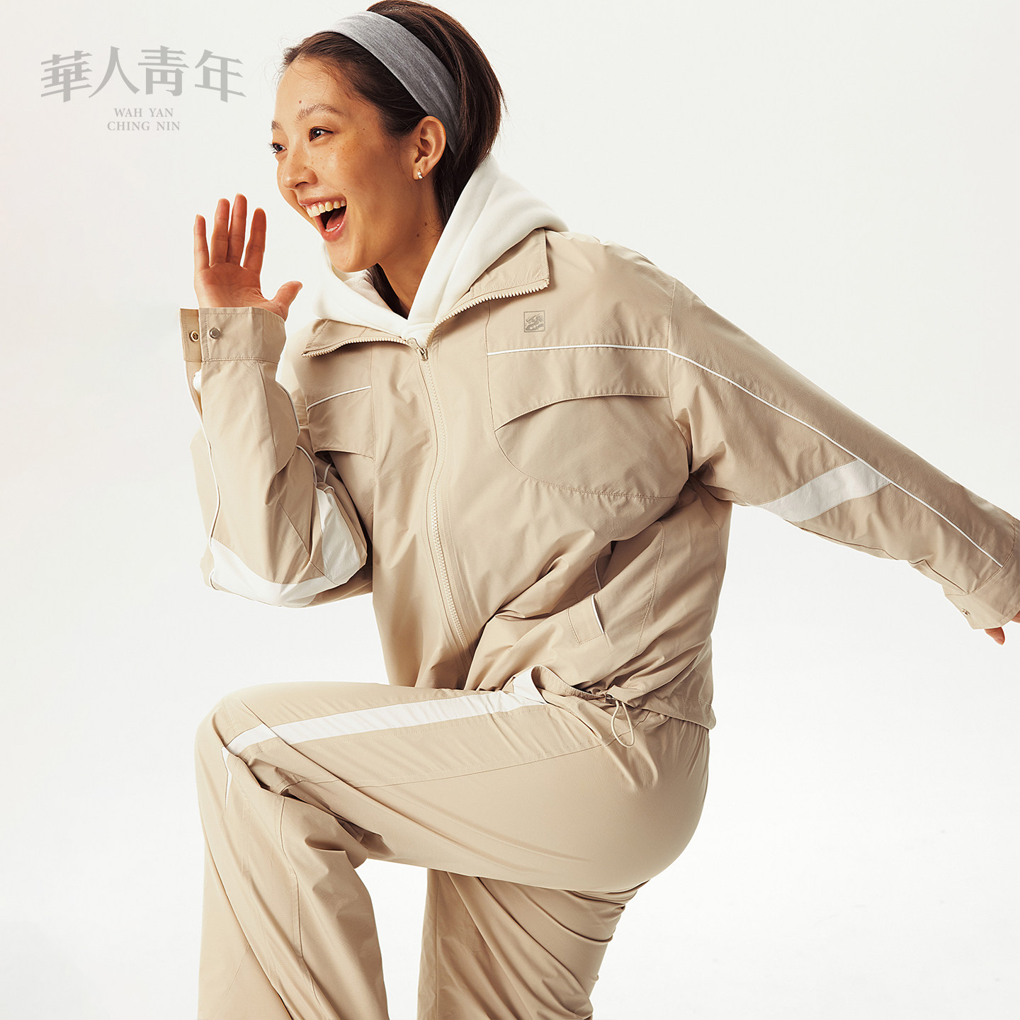 华人青年小龙标梭织运动套装上衣男女休闲宽松慵懒风夹克外套潮