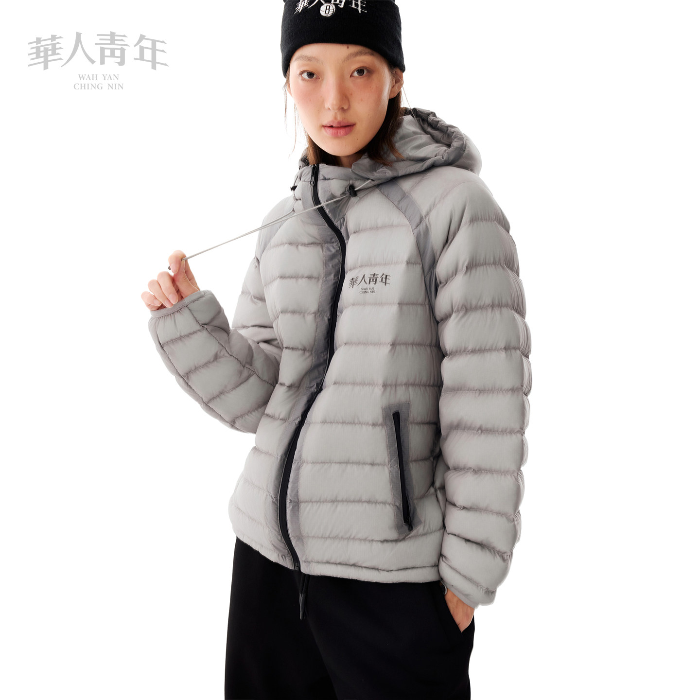 华人青年冬季新款拉链排骨线羽绒服男女质感户外保暖羽绒外套上衣