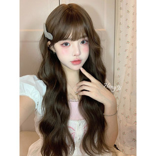 哼唧假发女长卷发lolita逼真空气刘海假发全头套式 假发