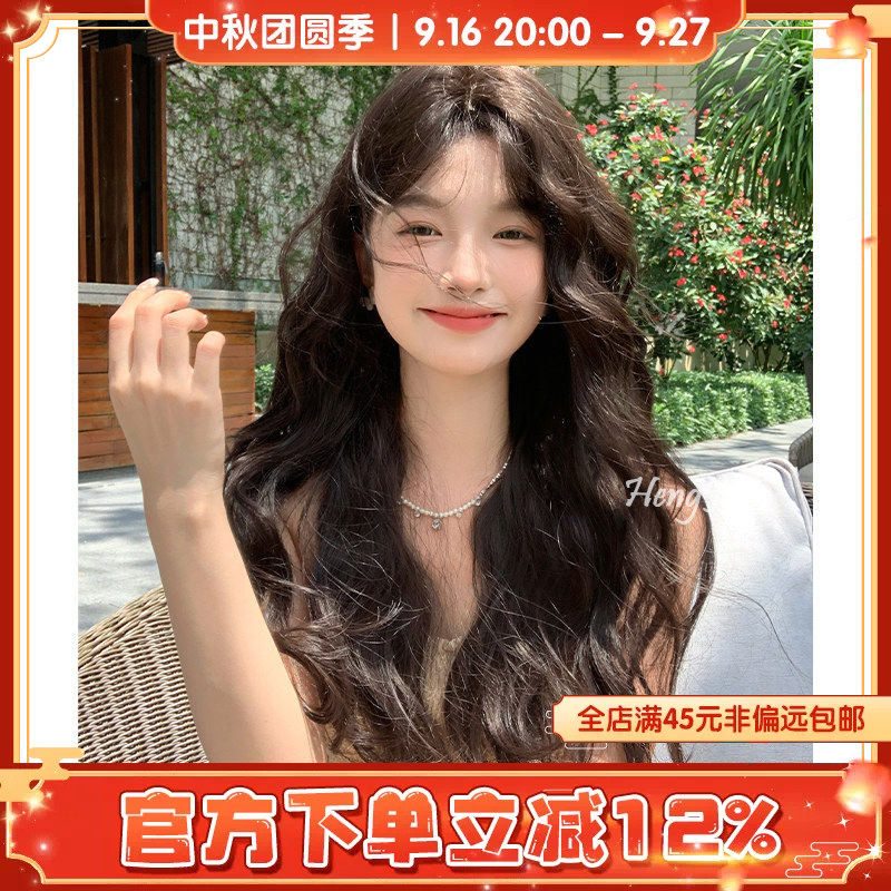 哼唧假发女新款韩系慵懒羊毛卷发仿真发几字刘海长卷发假发套图片