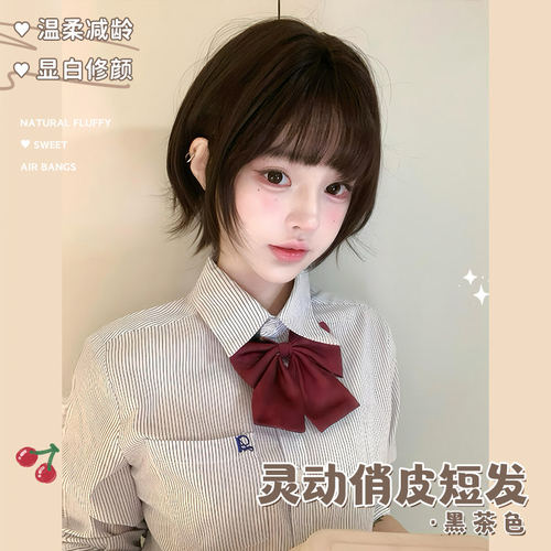 哼唧假发网红短发自然逼真bobo头短发全头套整顶