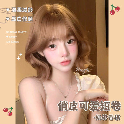哼唧假发女日常网红短发卷发lolita冬季新款自然全头套假发