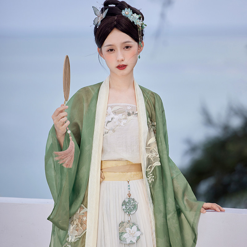 七月夕宋制汉服云裳仙子绣花吊带宋背心齐腰褶裙合围裙女夏季_虎窝淘