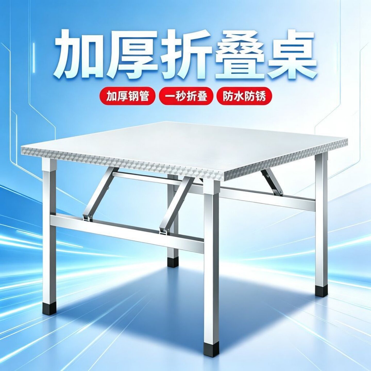 家用不锈钢折叠桌出租房饭桌学习桌夜市烧烤长方桌小方桌聚餐桌子