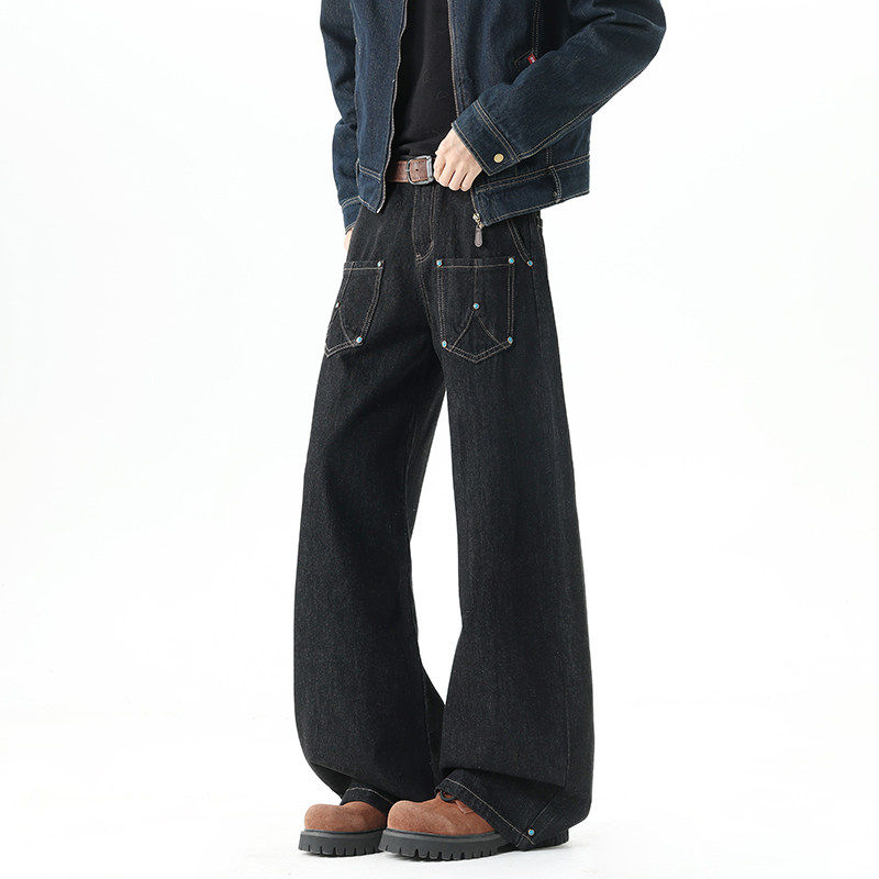 YUXIAN余闲東崛NOLOGO马切达净化眼球东京衣柜男装美式宽松牛仔裤
