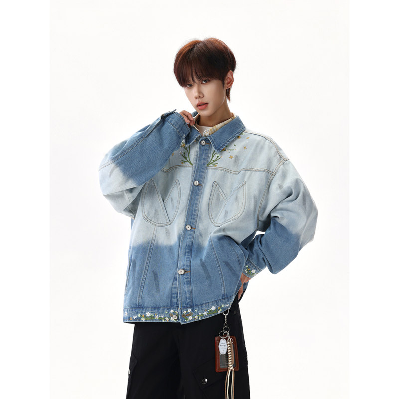 全村的希望原创工作室禾子先生shijoin男装美式复古渐变牛仔外套