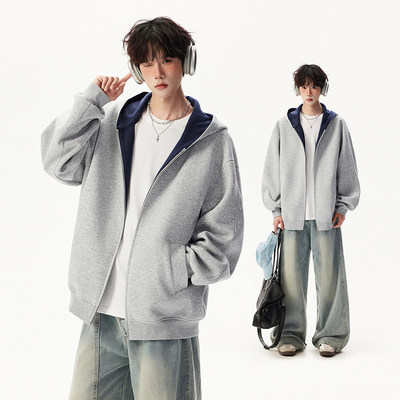 全村的希望原创工作室0123start重磅420克高品质宽松情侣开衫外套