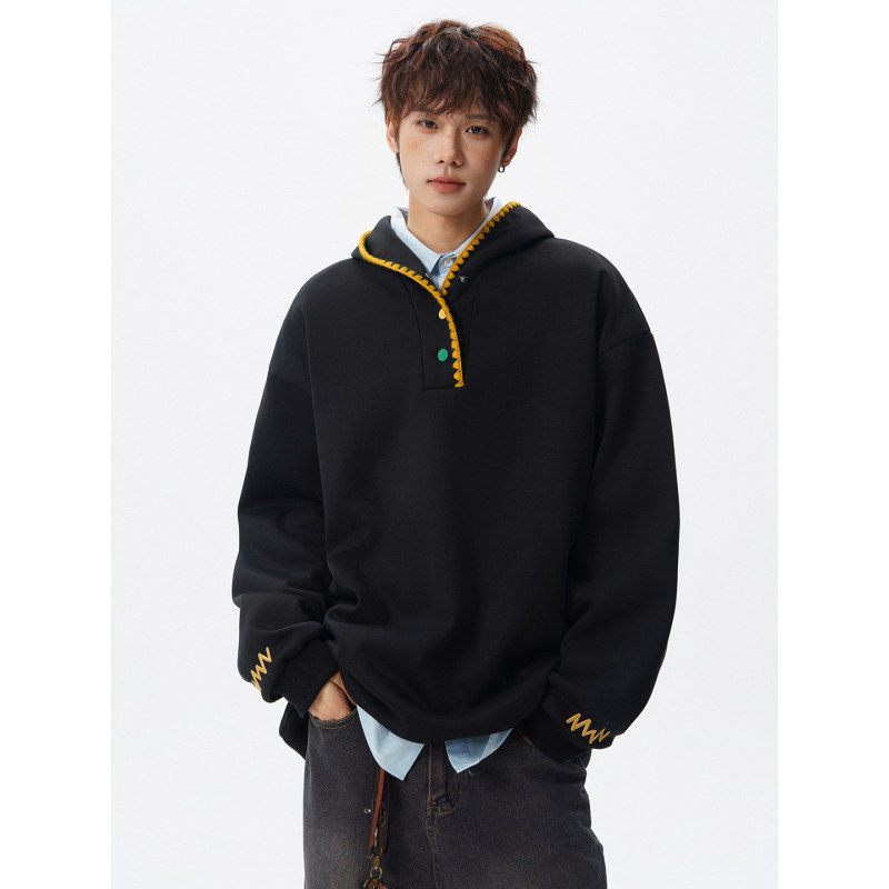 YUXIAN余闲東崛NOLOGO第四十九天男装Anniehall加绒大码连帽卫衣