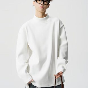 YUXIAN余闲亿万少年文艺宅男店bdls无界纯色半高领打底衫长袖t恤